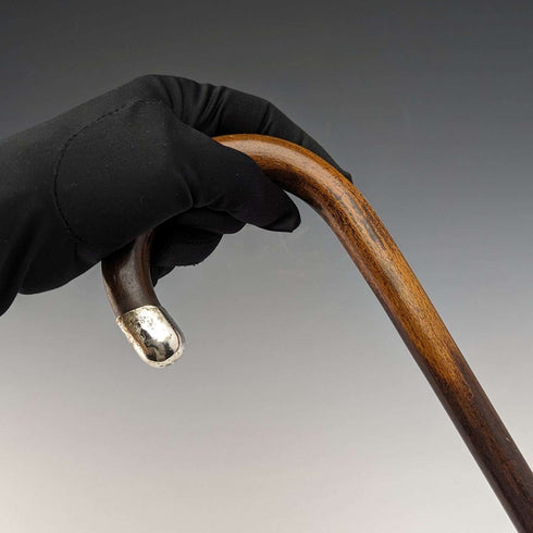 Bastón británico antiguo para caballero, 1919, ligero, con decoración de plata de ley y eje marrón, 90 cm