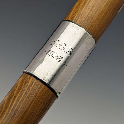 1926年 英国复古绅士手杖 纯银装饰 棕色木纹杆 92.5cm