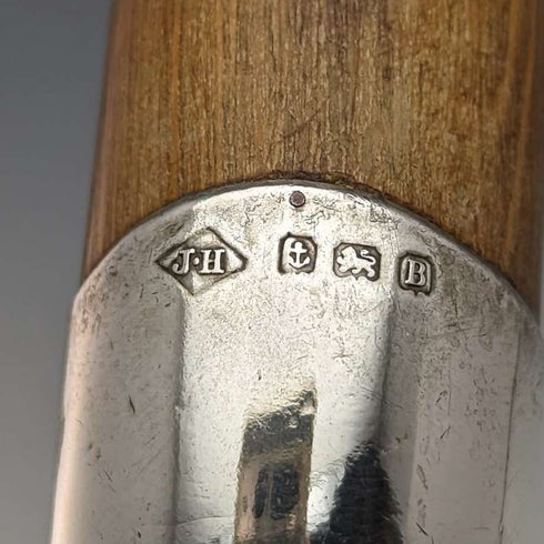 1926年 英国复古绅士手杖 纯银装饰 棕色木纹杆 92.5cm