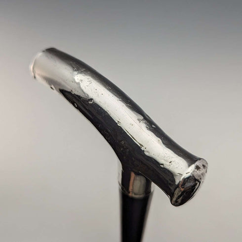 1892 British Antique Men's Cane Sterling Silver Derby Handle Brown Shaft 86.5cm