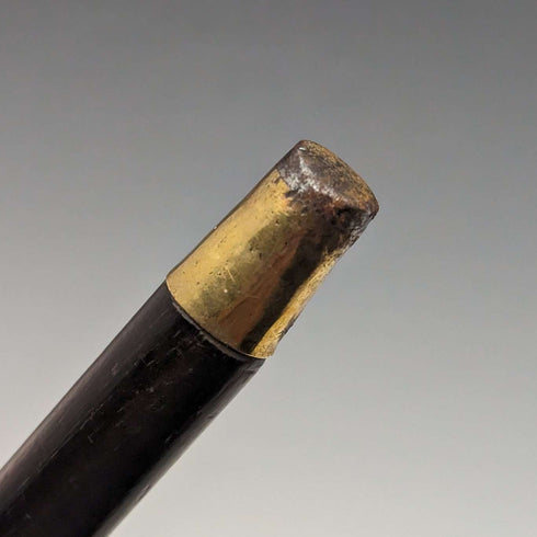 1892 British Antique Men's Cane Sterling Silver Derby Handle Brown Shaft 86.5cm