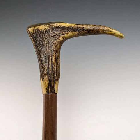 British Vintage Men's Cane Antler Handle Brown Shaft 94cm