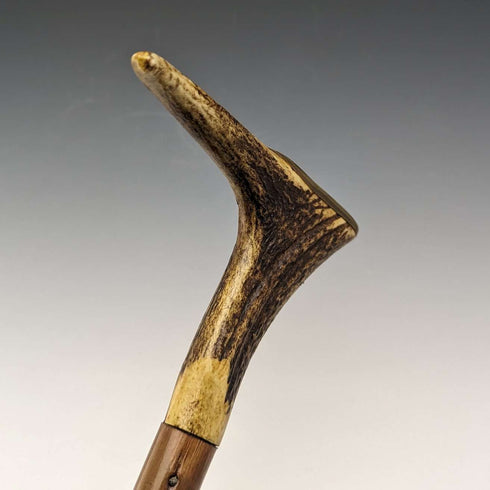 British Vintage Men's Cane Antler Handle Brown Shaft 94cm