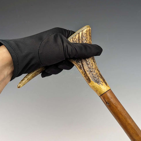 British Vintage Men's Cane Antler Handle Brown Shaft 94cm