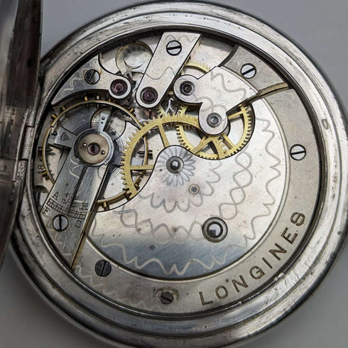 1922年頃 アンティーク ロンジン 懐中時計 銀側ハンターケース 動作良好