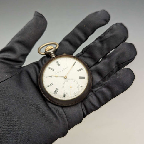 1902年頃 アンティーク IWCシャフハウゼン 懐中時計 ガンメタルケース 動作良好