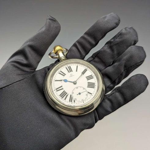1915年頃 アンティーク オメガ 懐中時計 大型58mm 鉄道時計 動作良好