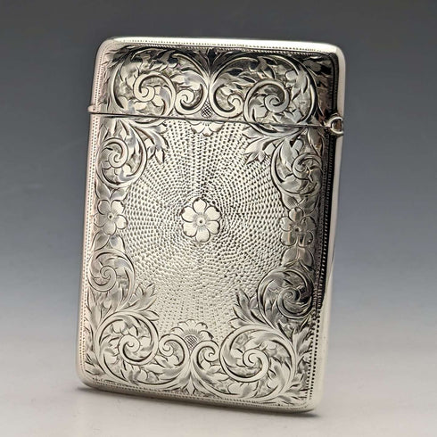 Estuche para tarjetas de plata esterlina, antigüedad británica de 1905, 82g, Joseph Gloster