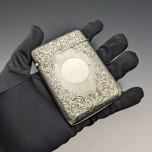 Estuche para tarjetas de plata esterlina, antigüedad británica de 1905, 82g, Joseph Gloster