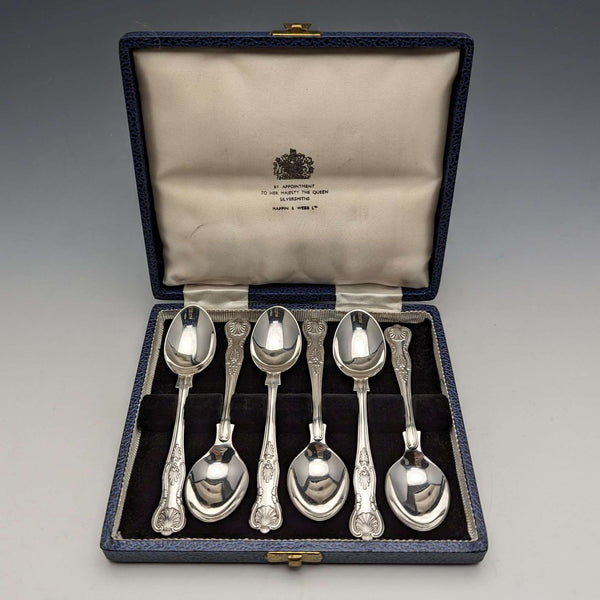 British Vintage Silver Plated Tea Spoon Set of 6 Mappin&Webb Case Included
