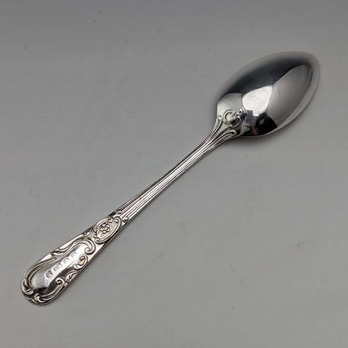 Juego de 12 cucharillas de té y pinzas para azúcar de plata chapada, antigüedades inglesas de 1905, en estuche