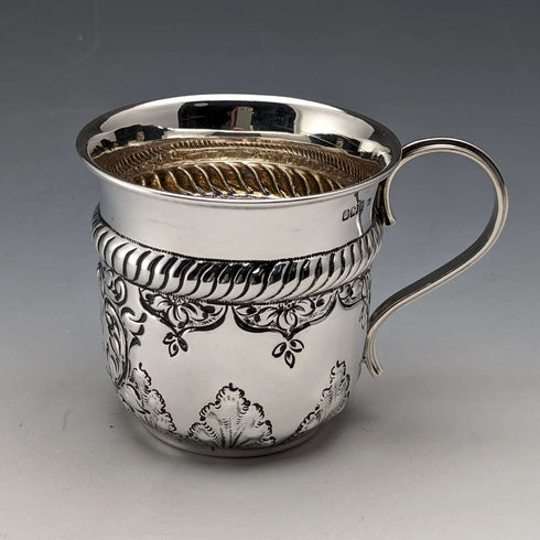 Taza de plata de ley antigua británica de 1902, 70 g, Levesley Brothers