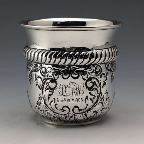 Taza de plata de ley antigua británica de 1902, 70 g, Levesley Brothers