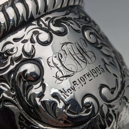 Taza de plata de ley antigua británica de 1902, 70 g, Levesley Brothers