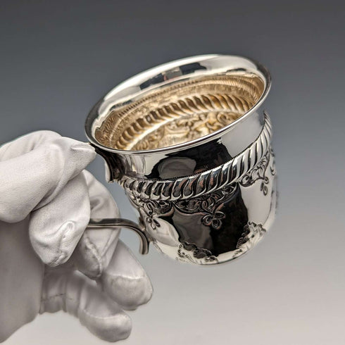 Taza de plata de ley antigua británica de 1902, 70 g, Levesley Brothers