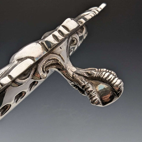 Bandeja salva de plata esterlina antigua británica de 1903, diámetro 32 cm, 824 g, GOLDSMITHS & SILVERSMITHS