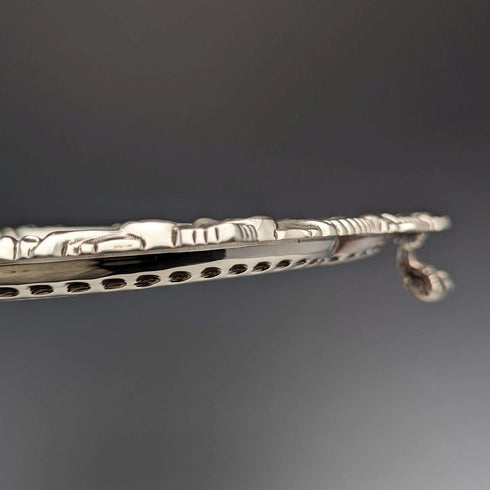Bandeja salva de plata esterlina antigua británica de 1903, diámetro 32 cm, 824 g, GOLDSMITHS & SILVERSMITHS