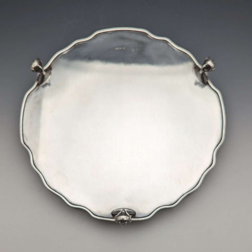 British Vintage Silver Plated Gallery Tray with Legs 25cm Diameter Walker&Hall