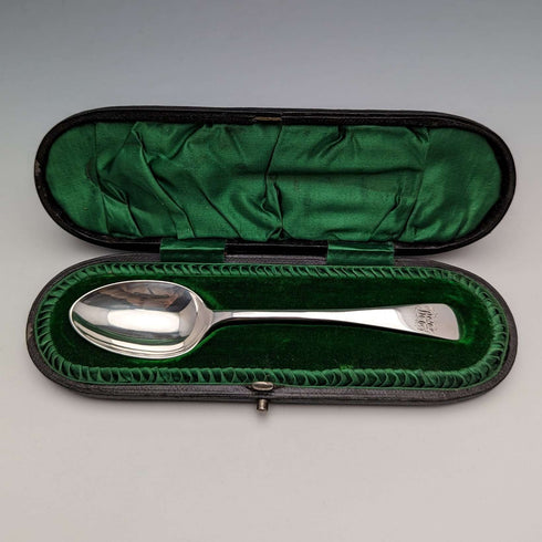 1898年 英国アンティーク 純銀製 クリスニングスプーン John Round & Son ケース入