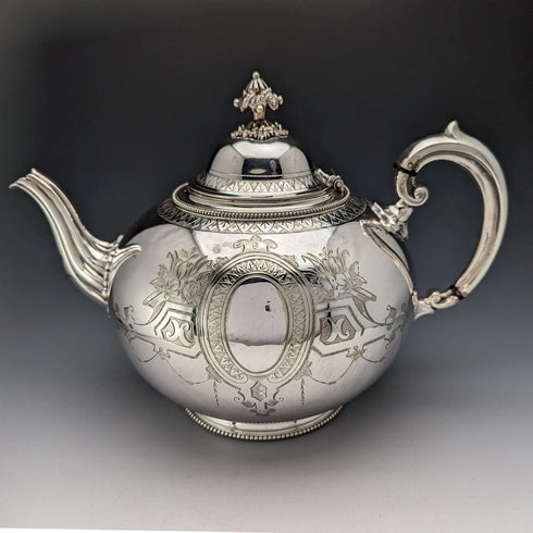 約 1875 年英國古董鍍銀茶壺 Martin & Hall