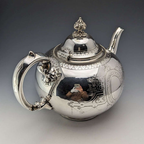 約 1875 年英國古董鍍銀茶壺 Martin & Hall