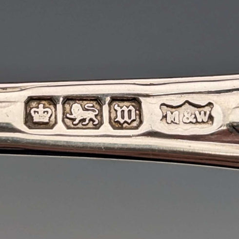 1914년경 영국 앤티크 순은 티스푼 페어 Mappin & Webb