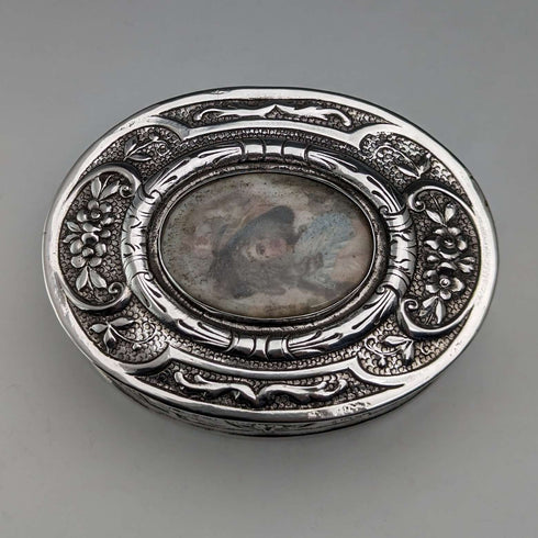 1900年頃 ドイツアンティーク 800シルバー エナメル装飾 ボックス 85g