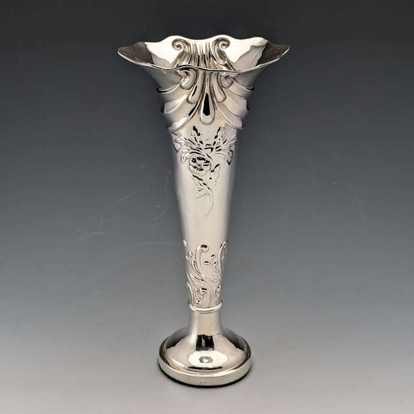 1903年 英国アンティーク 純銀製 花瓶 一輪挿し 134g Henry Matthews