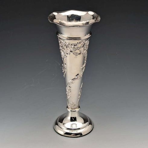 1900 British Antique Sterling Silver Vase Single Flower Vase 146g Comyns of London