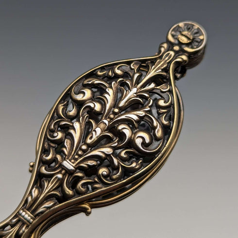 Lorgnette plegable de bolsillo de plata esterlina chapada en oro, antigüedad estadounidense
