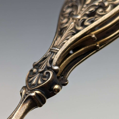 Lorgnette plegable de bolsillo de plata esterlina chapada en oro, antigüedad estadounidense
