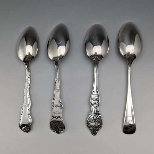Around 1900 US Antique Sterling Silver Souvenir Spoon x4 Dessert Spoon Size