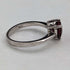 Anillo vintage británico de plata de ley con cristal color rubí en forma de corazón (talla 14)