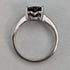 Anillo vintage británico de plata de ley con cristal color rubí en forma de corazón (talla 14)