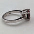 Anillo vintage británico de plata de ley con cristal color rubí en forma de corazón (talla 9)