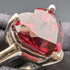 Anillo vintage británico de plata de ley con cristal color rubí en forma de corazón (talla 9)