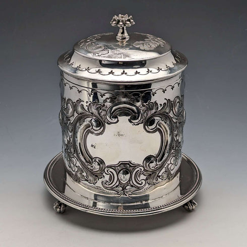 约1895年 英国古董 镀银饼干桶 James Deakin & Sons出品