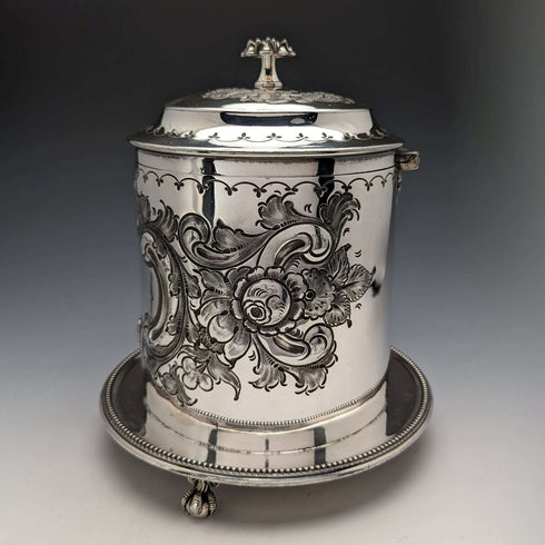 约1895年 英国古董 镀银饼干桶 James Deakin & Sons出品