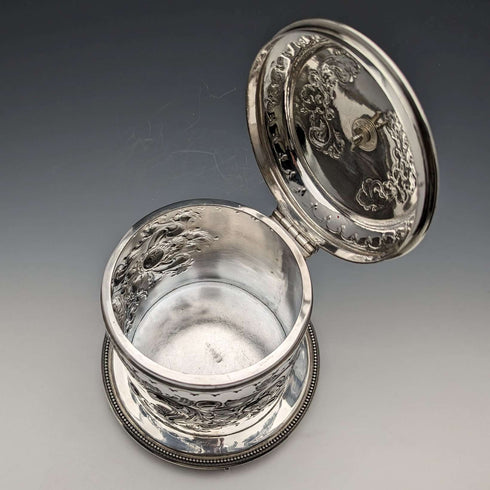 约1895年 英国古董 镀银饼干桶 James Deakin & Sons出品