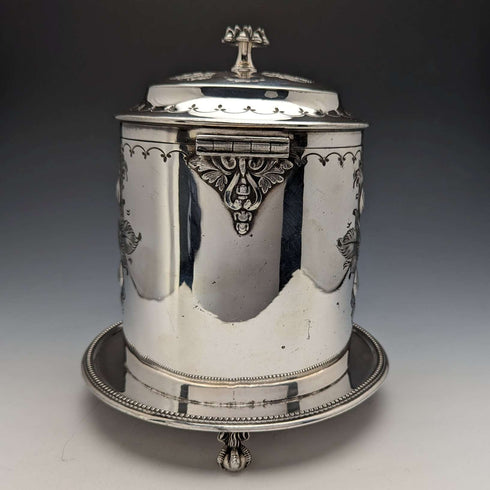 约1895年 英国古董 镀银饼干桶 James Deakin & Sons出品