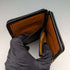 Cartera de cuero negro con adornos de plata de ley, antigua, de Gran Bretaña, 1910, M Chapman
