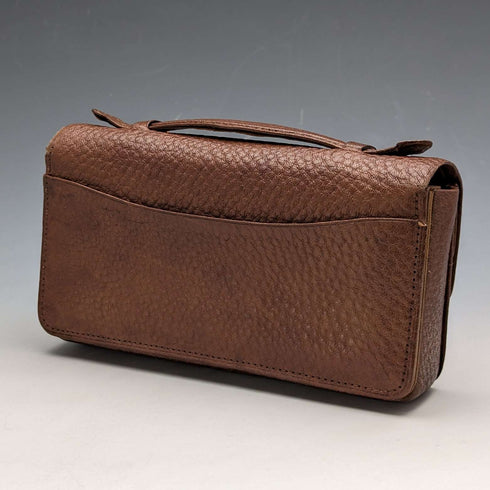 Bolso de costura de cuero marrón, vintage británico
