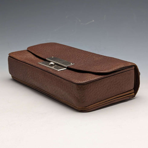Bolso de costura de cuero marrón, vintage británico