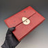 Maletín para documentos (portanotas y cartas) de cuero rojo vintage británico con llave