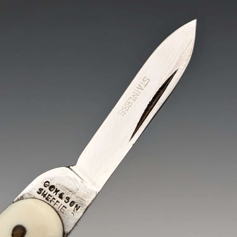 Navaja de bolsillo vintage británica con mango de resina y dos hojas de acero, Cox & Sons