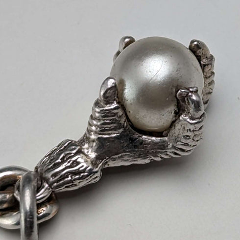 1910년경 영국 앤틱 순은제 앨버트 체인 44g 크로우 & 보울 포브