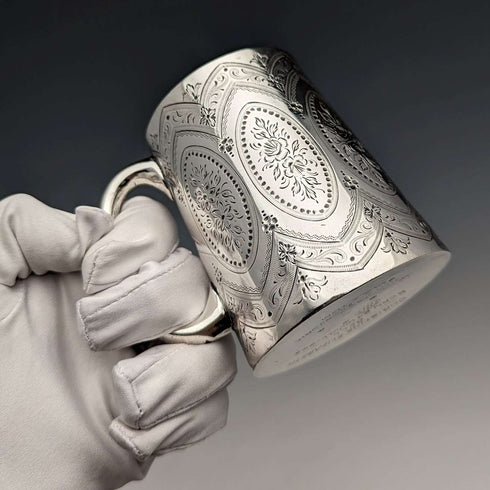 Taza de plata de ley antigua inglesa de 1885, 120 g, Mappin & Webb