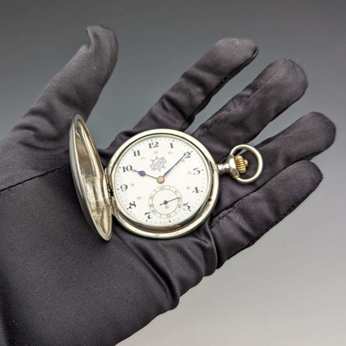 1910年頃 アンティーク ドイツ ユンハンス 懐中時計 ASTRA 銀側ハンター 動作良好