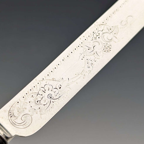 1862 British Antique Sterling Silver Dessert Cutlery 3 Pair Set Total 233g Martin & Hall Tray Included