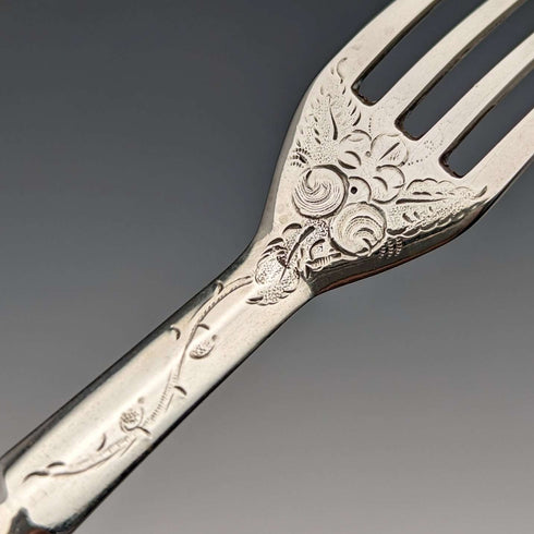 1862 British Antique Sterling Silver Dessert Cutlery 3 Pair Set Total 233g Martin & Hall Tray Included